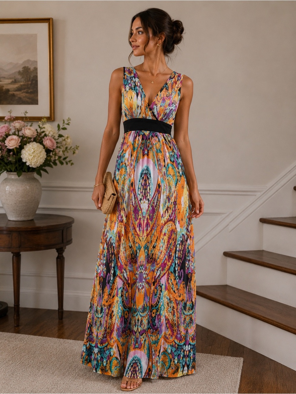 Colorful Sleeveless Maxi Dress